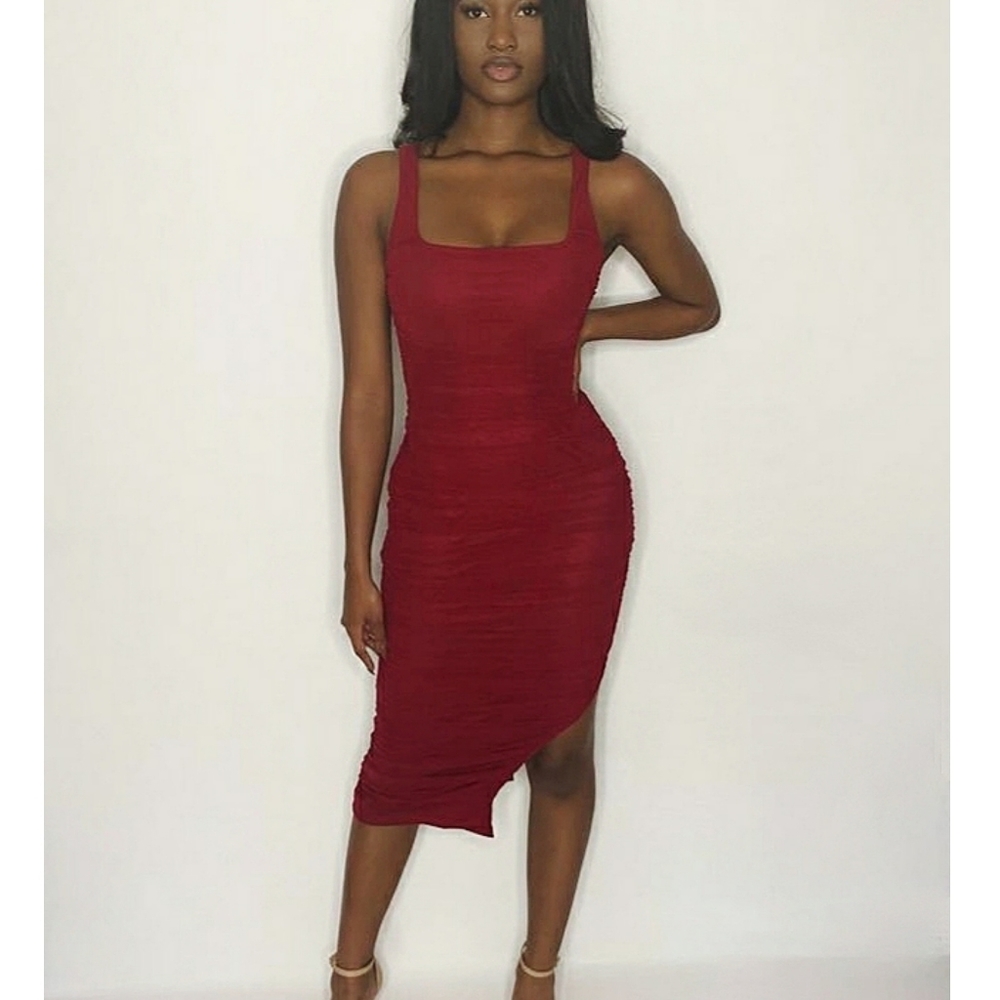 Red Ruched Dress